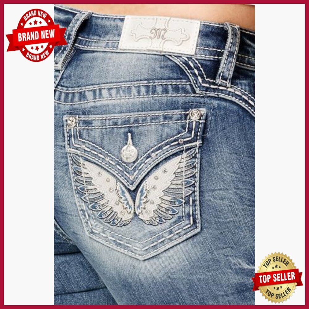 Mid-Rise Bootcut Jeans with Faux Flap Pockets, Stretch Denim, 32" Inseam - Picture 4 of 4